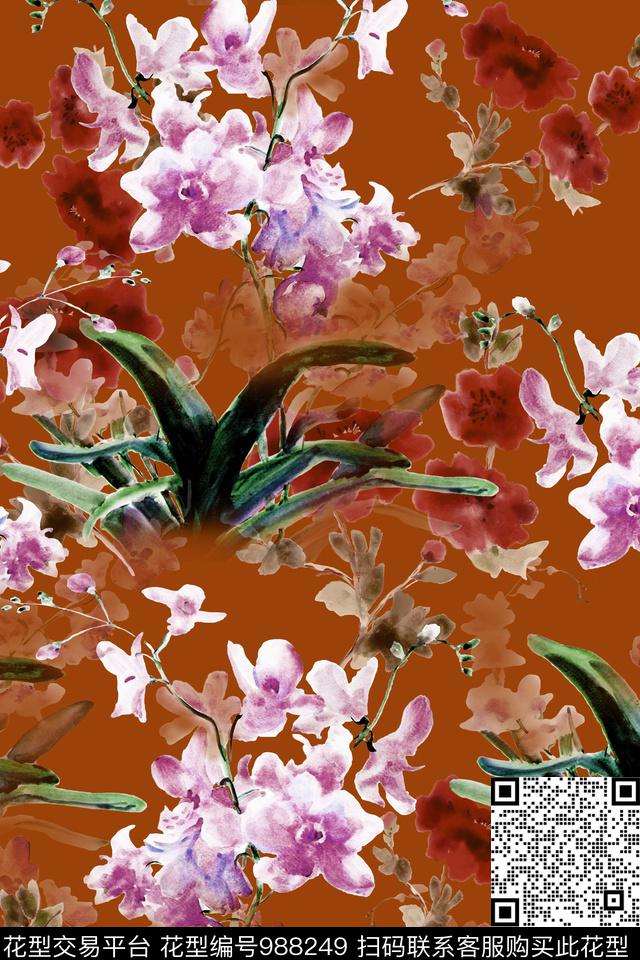 数码华亿平台秋冬华亿平台花卉数码印花华亿平台下载（图片编号: 988249） - 瓦栏（Walan）