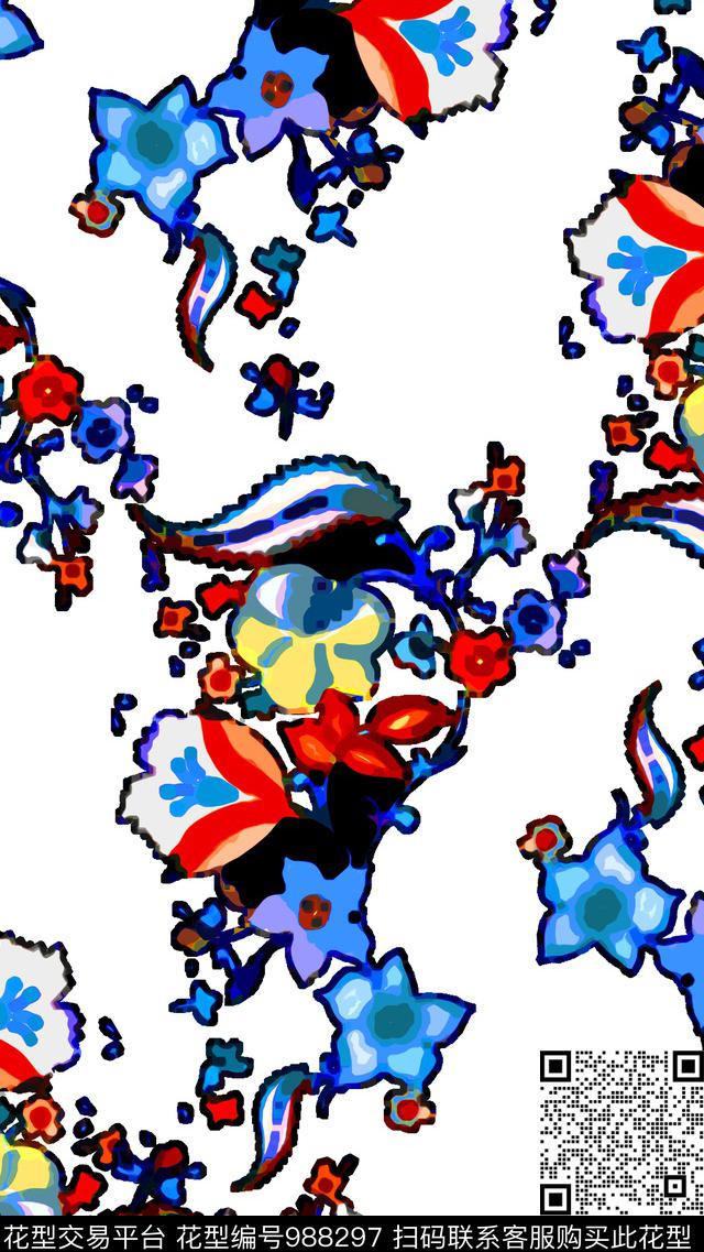 数码华亿平台彩底花卉春夏华亿平台数码印花华亿平台下载（图片编号: 988297） - 瓦栏（Walan）