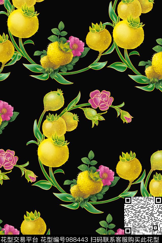 卡通插画刺梨数码印花华亿平台下载（图片编号: 988443） - 瓦栏（Walan）