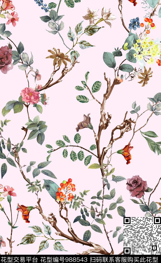数码华亿平台大牌风花卉数码印花华亿平台下载（图片编号: 988543） - 瓦栏（Walan）