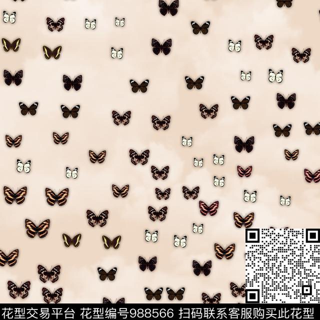 昆虫大牌风满版散花数码印花华亿平台下载（图片编号: 988566） - 瓦栏（Walan）