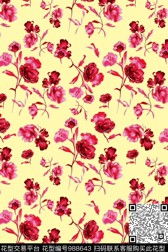 数码华亿平台花卉女装数码印花华亿平台下载（图片编号: 988643） - 瓦栏（Walan）