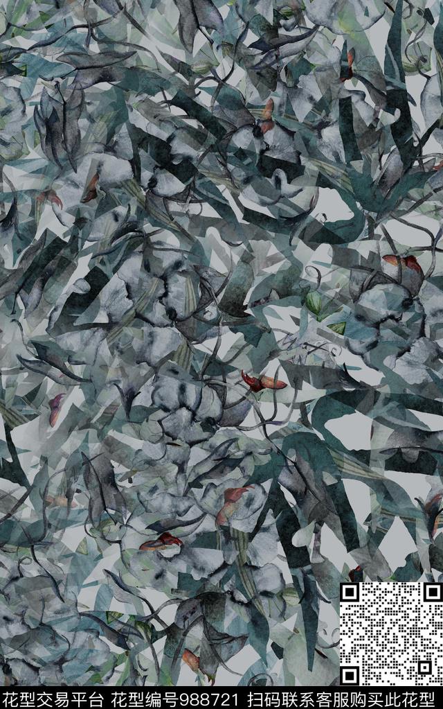 民族风抽象花卉数码印花华亿平台下载（图片编号: 988721） - 瓦栏（Walan）