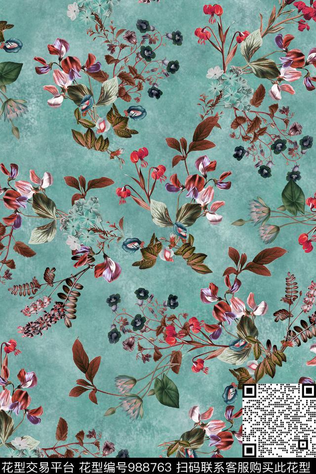 数码华亿平台花卉女装数码印花华亿平台下载（图片编号: 988763） - 瓦栏（Walan）