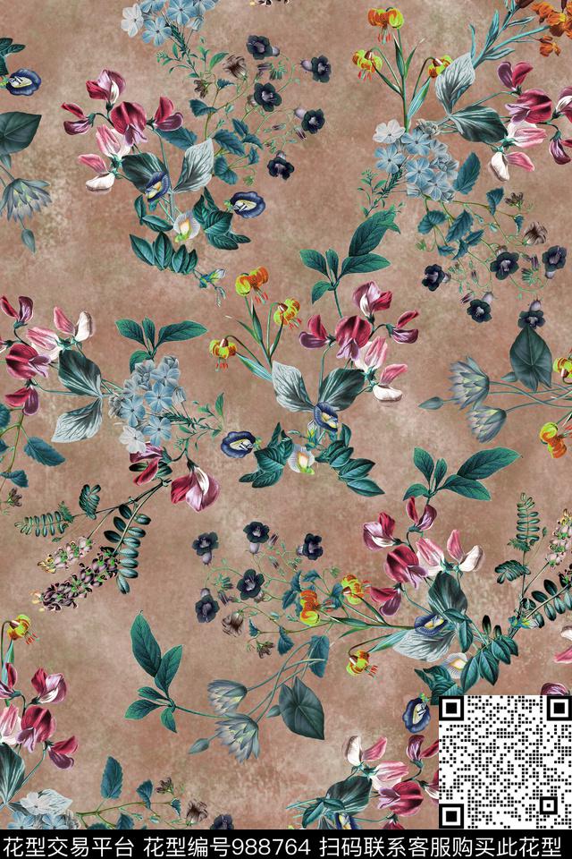 数码华亿平台花卉女装数码印花华亿平台下载（图片编号: 988764） - 瓦栏（Walan）