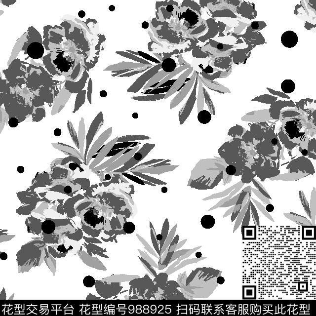 波点花卉大牌风传统印花华亿平台下载（图片编号: 988925） - 瓦栏（Walan）