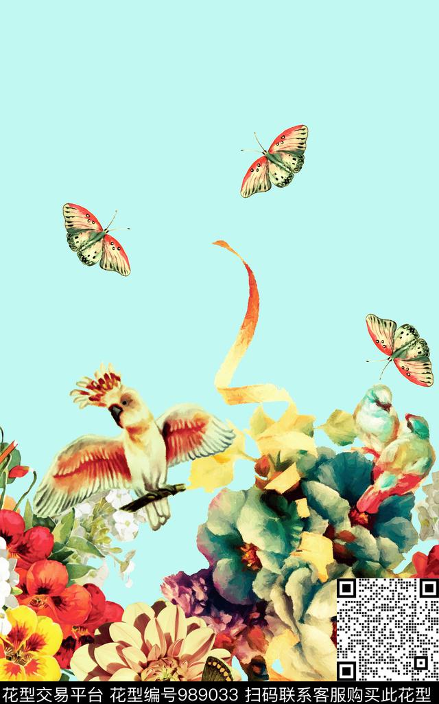 花卉女装定位花传统印花华亿平台下载（图片编号: 989033） - 瓦栏（Walan）