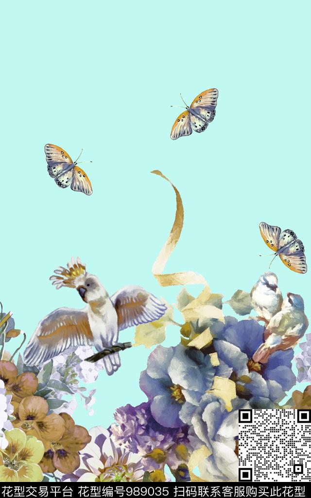 花卉女装定位花传统印花华亿平台下载（图片编号: 989035） - 瓦栏（Walan）