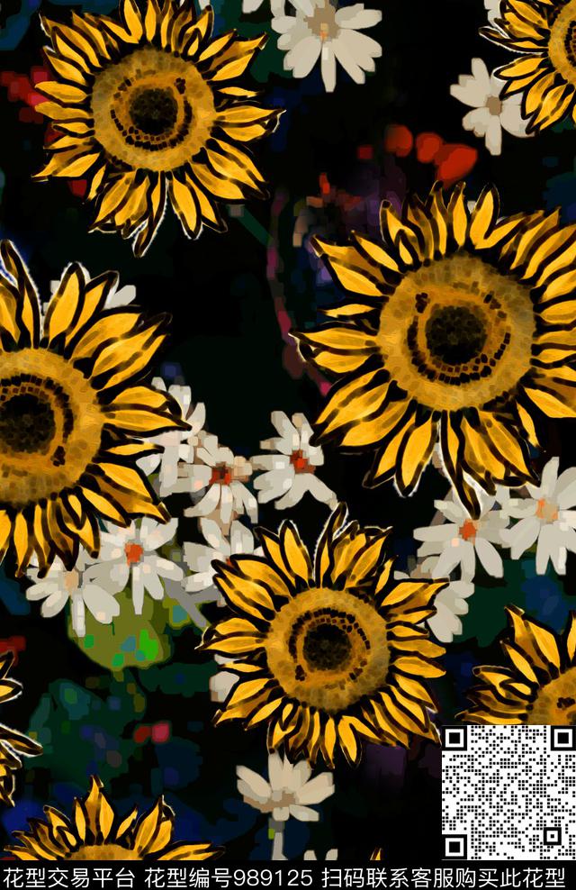 数码华亿平台向日葵女装数码印花华亿平台下载（图片编号: 989125） - 瓦栏（Walan）