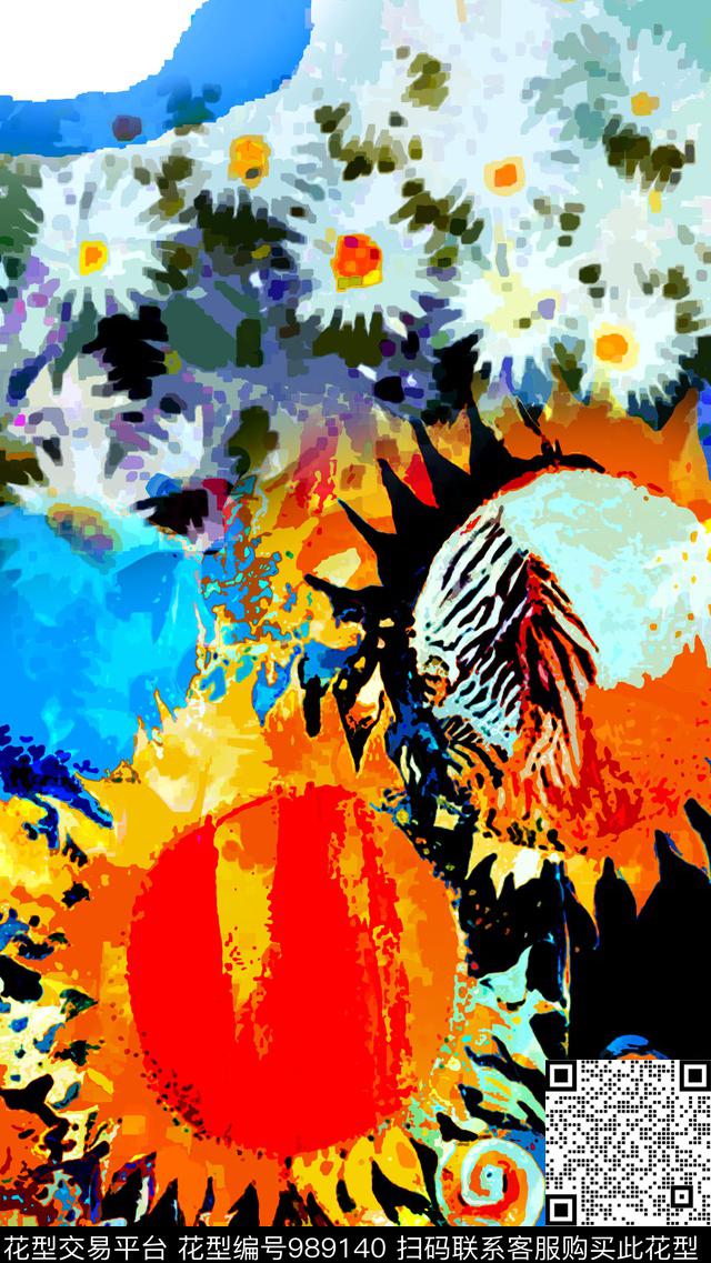 数码华亿平台向日葵春夏华亿平台数码印花华亿平台下载（图片编号: 989140） - 瓦栏（Walan）