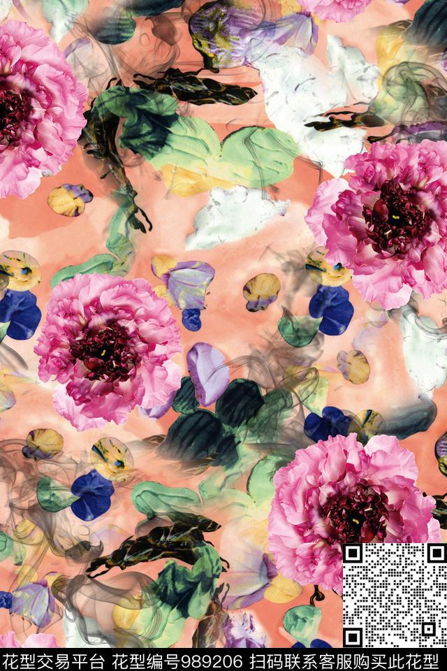 动物花卉抽象男装菊花数码印花华亿平台下载（图片编号: 989206） - 瓦栏（Walan）