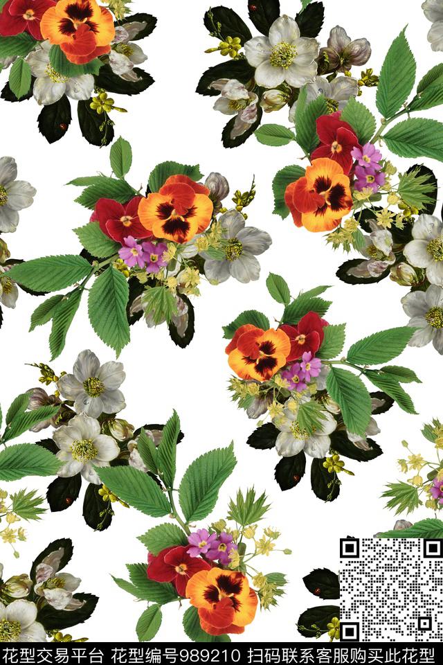 小碎花花卉茶花数码印花华亿平台下载（图片编号: 989210） - 瓦栏（Walan）