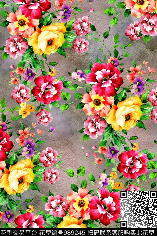 小碎花春夏华亿平台手绘花卉数码印花华亿平台下载（图片编号: 989245） - 瓦栏（Walan）