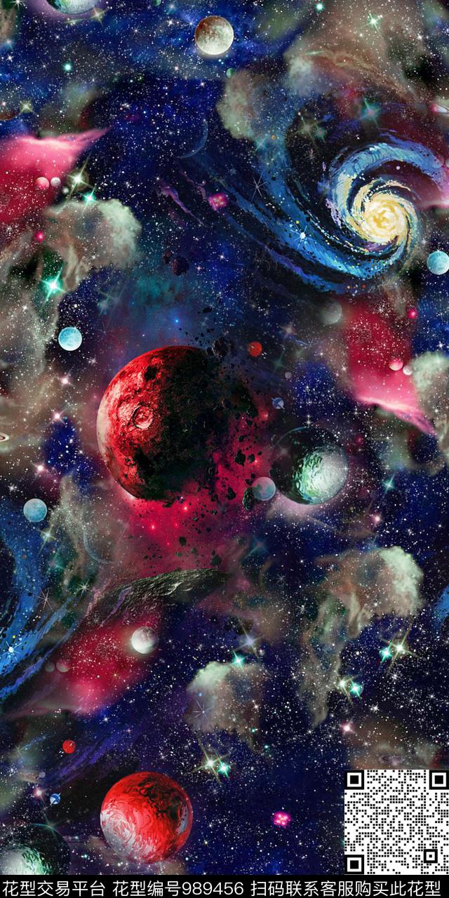 男装抽象星空数码印花华亿平台下载（图片编号: 989456） - 瓦栏（Walan）