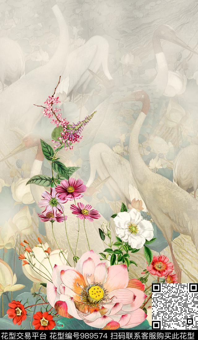 数码华亿平台手绘花卉花卉数码印花华亿平台下载（图片编号: 989574） - 瓦栏（Walan）