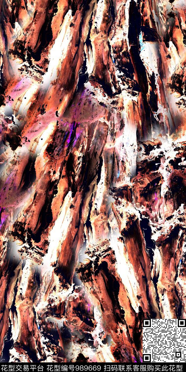抽象手绘笔触炫彩底纹数码印花华亿平台下载（图片编号: 989669） - 瓦栏（Walan）