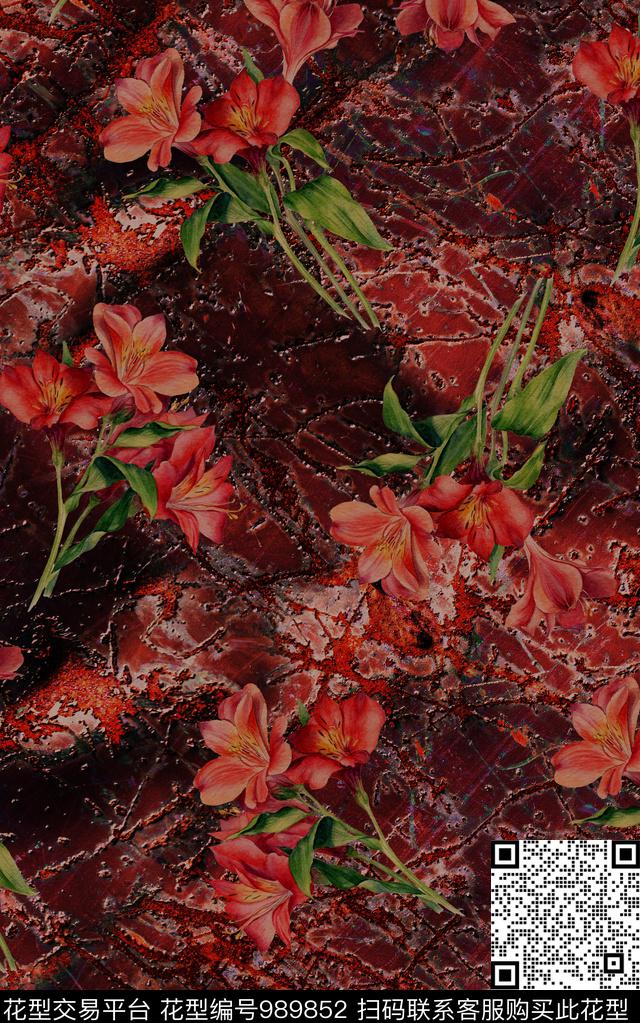 民族风抽象复古数码印花华亿平台下载（图片编号: 989852） - 瓦栏（Walan）