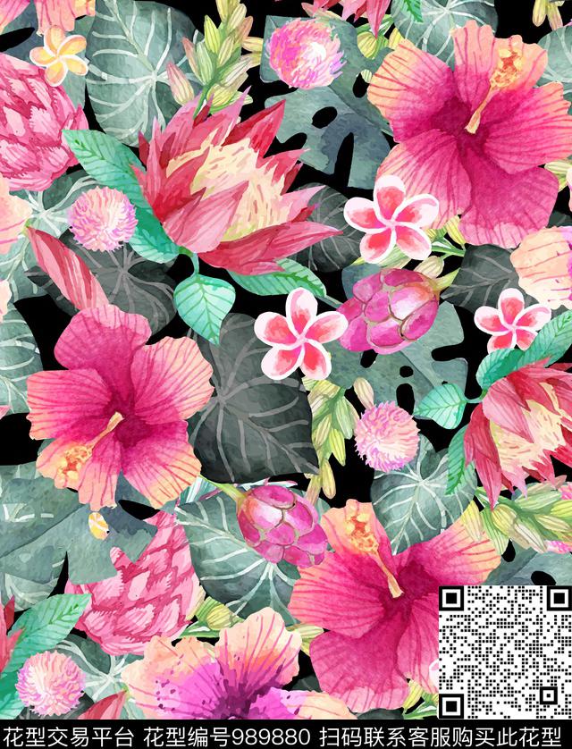 花卉玫瑰花牡丹数码印花华亿平台下载（图片编号: 989880） - 瓦栏（Walan）