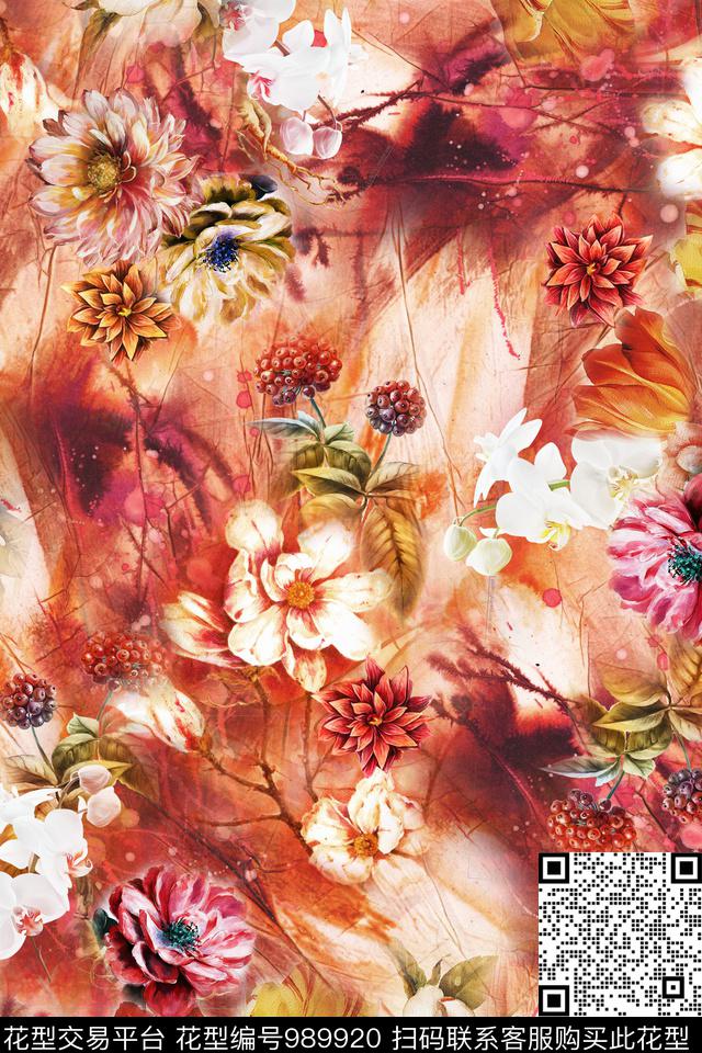 数码华亿平台肌理花卉数码印花华亿平台下载（图片编号: 989920） - 瓦栏（Walan）