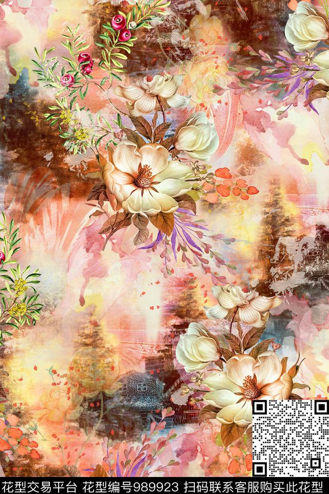 数码华亿平台肌理花卉数码印花华亿平台下载（图片编号: 989923） - 瓦栏（Walan）