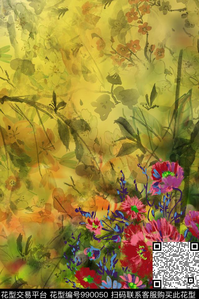 数码华亿平台花卉定位花数码印花华亿平台下载（图片编号: 990050） - 瓦栏（Walan）