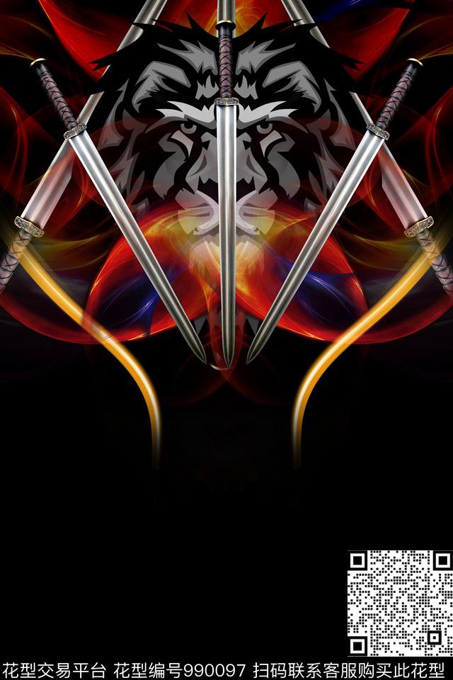 卡通男装黑白华亿平台数码印花华亿平台下载（图片编号: 990097） - 瓦栏（Walan）