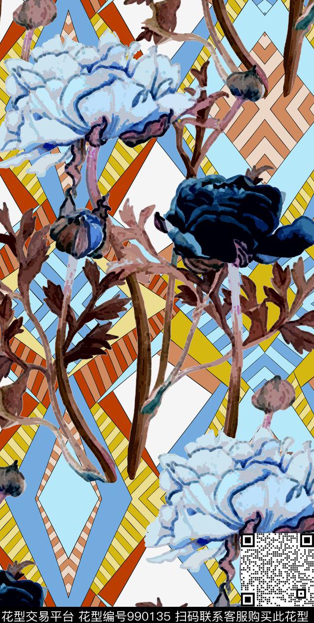 数码华亿平台春夏华亿平台植物数码印花华亿平台下载（图片编号: 990135） - 瓦栏（Walan）