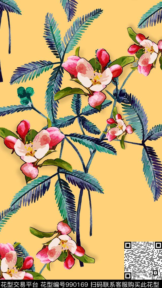 数码华亿平台春夏华亿平台植物数码印花华亿平台下载（图片编号: 990169） - 瓦栏（Walan）
