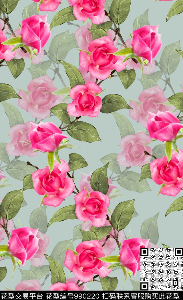 数码华亿平台小碎花花卉数码印花华亿平台下载（图片编号: 990220） - 瓦栏（Walan）