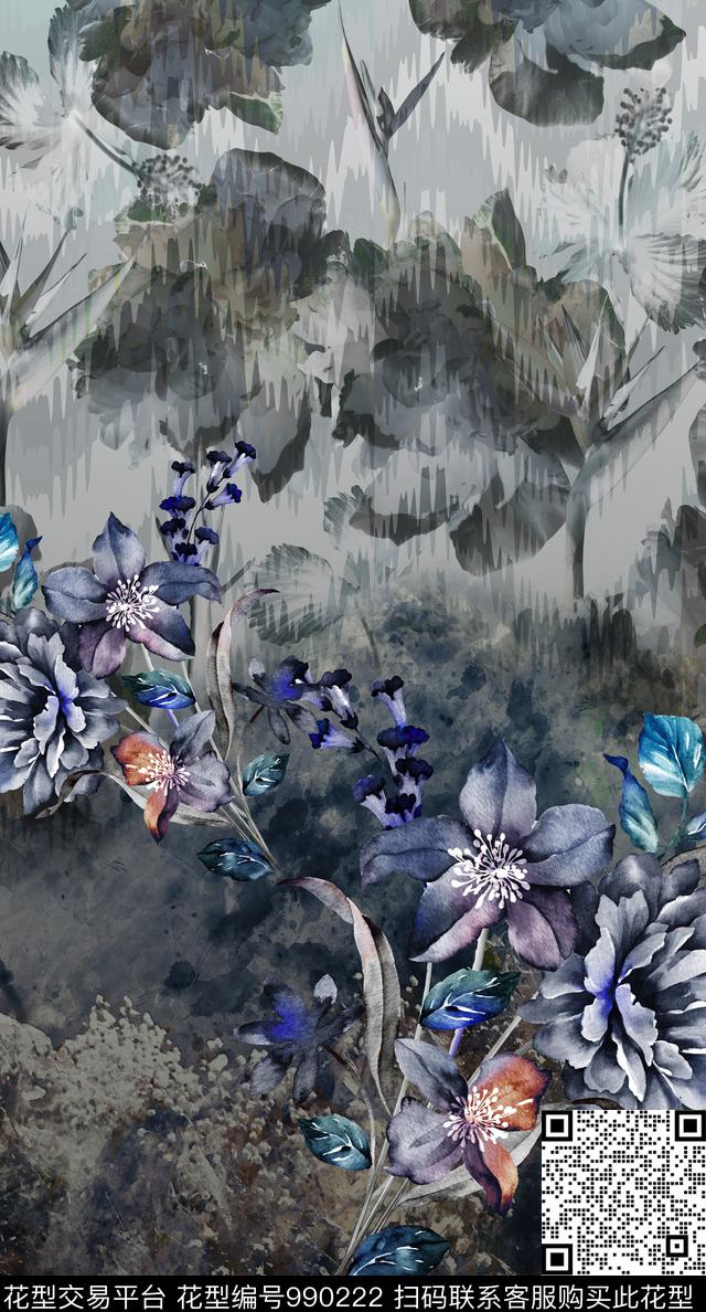 花卉复古大牌风数码印花华亿平台下载（图片编号: 990222） - 瓦栏（Walan）