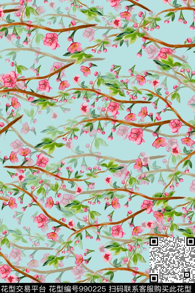 小碎花手绘花卉花卉数码印花华亿平台下载（图片编号: 990225） - 瓦栏（Walan）