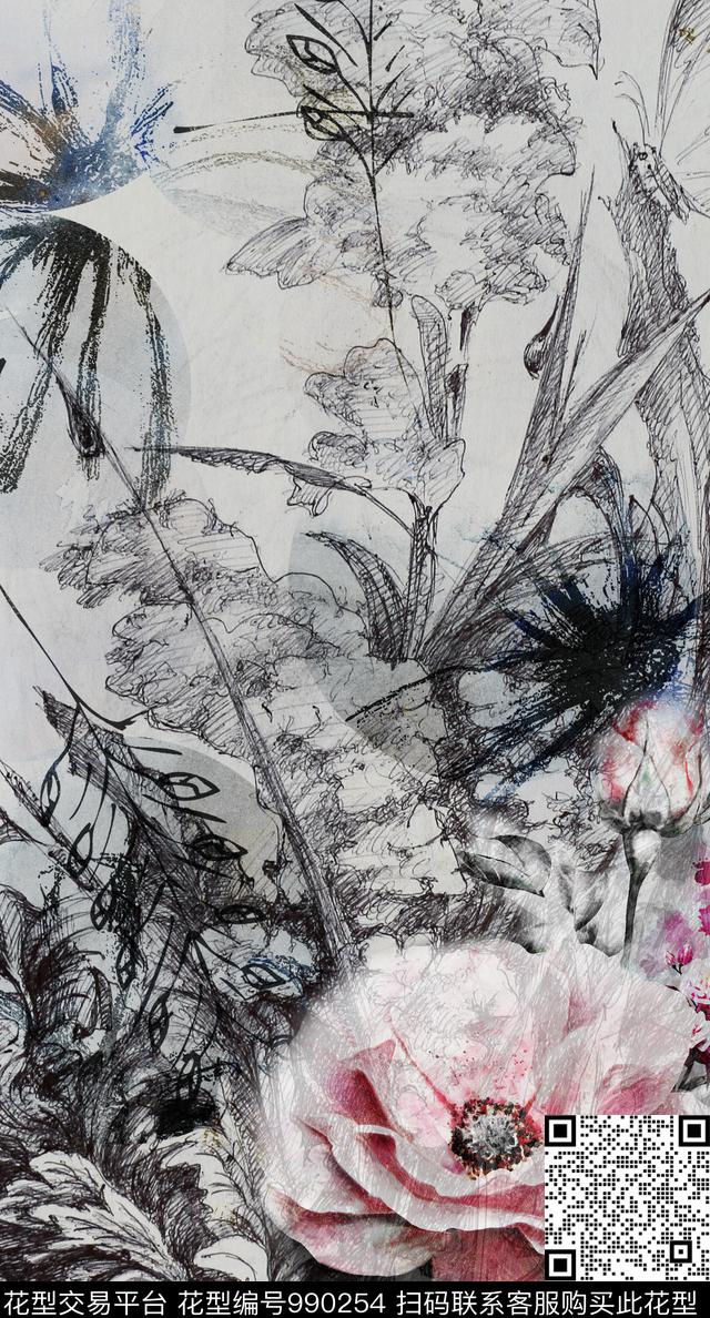 民族风抽象花卉数码印花华亿平台下载（图片编号: 990254） - 瓦栏（Walan）