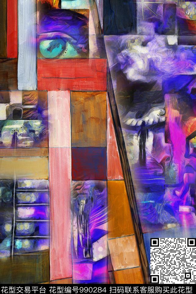 数码华亿平台抽象几何数码印花华亿平台下载（图片编号: 990284） - 瓦栏（Walan）