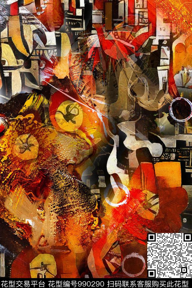 数码华亿平台抽象几何数码印花华亿平台下载（图片编号: 990290） - 瓦栏（Walan）