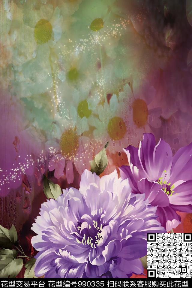 数码华亿平台花卉定位花数码印花华亿平台下载（图片编号: 990335） - 瓦栏（Walan）