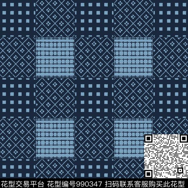 格子男装大牌风传统印花华亿平台下载（图片编号: 990347） - 瓦栏（Walan）