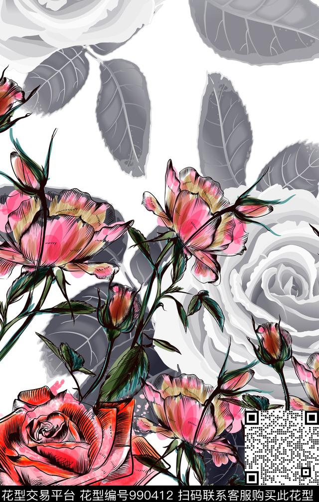 数码华亿平台花卉定位花数码印花华亿平台下载（图片编号: 990412） - 瓦栏（Walan）