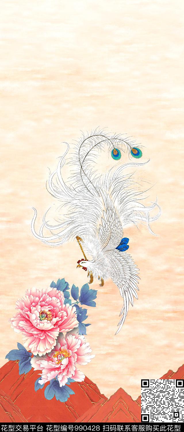 数码华亿平台花卉牡丹数码印花华亿平台下载（图片编号: 990428） - 瓦栏（Walan）