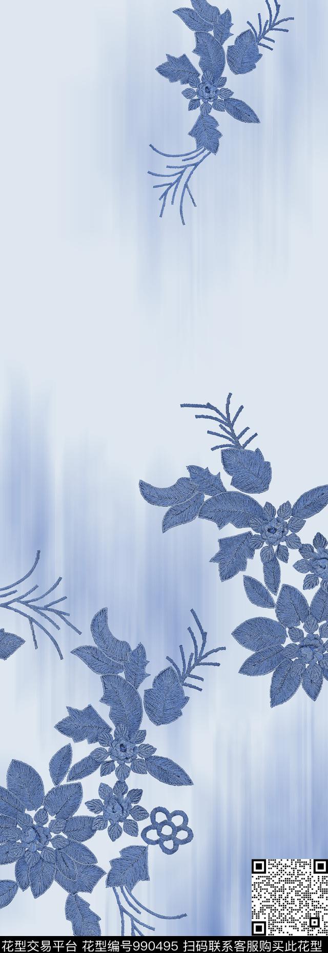 花卉绣花华亿平台定位花数码印花华亿平台下载（图片编号: 990495） - 瓦栏（Walan）