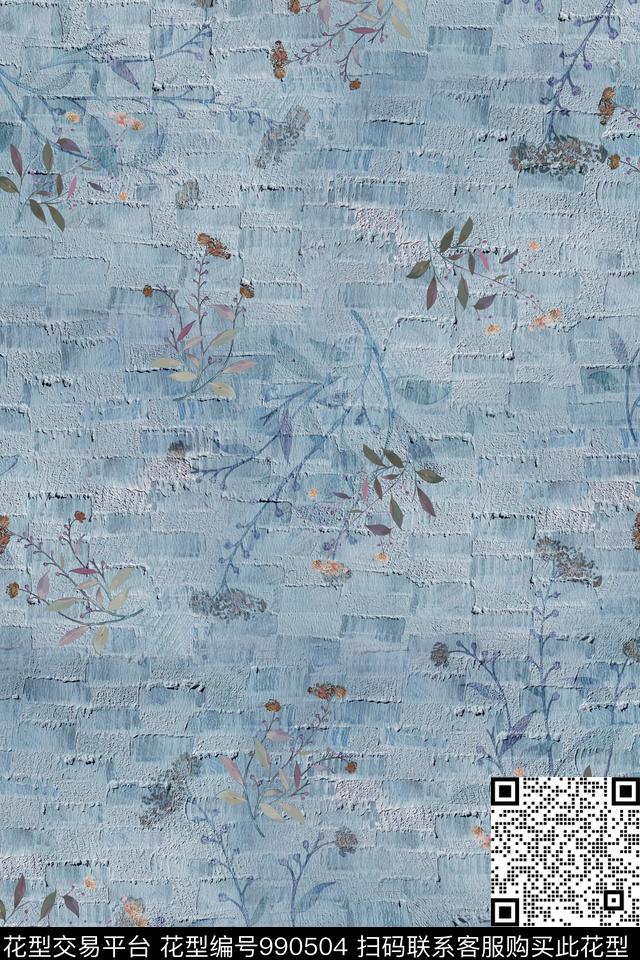 肌理花卉几何数码印花华亿平台下载（图片编号: 990504） - 瓦栏（Walan）