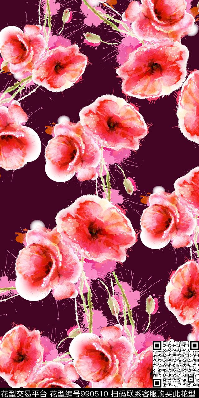 数码华亿平台花卉大牌风数码印花华亿平台下载（图片编号: 990510） - 瓦栏（Walan）