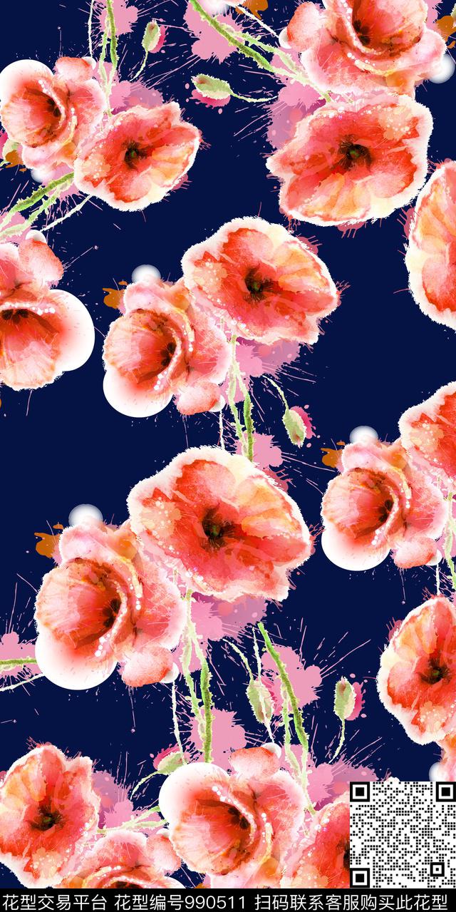 数码华亿平台花卉大牌风数码印花华亿平台下载（图片编号: 990511） - 瓦栏（Walan）