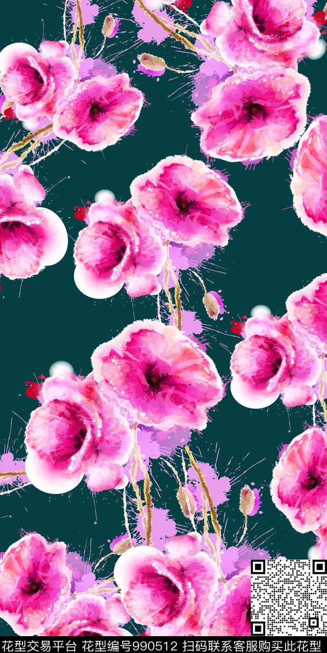 数码华亿平台花卉大牌风数码印花华亿平台下载（图片编号: 990512） - 瓦栏（Walan）