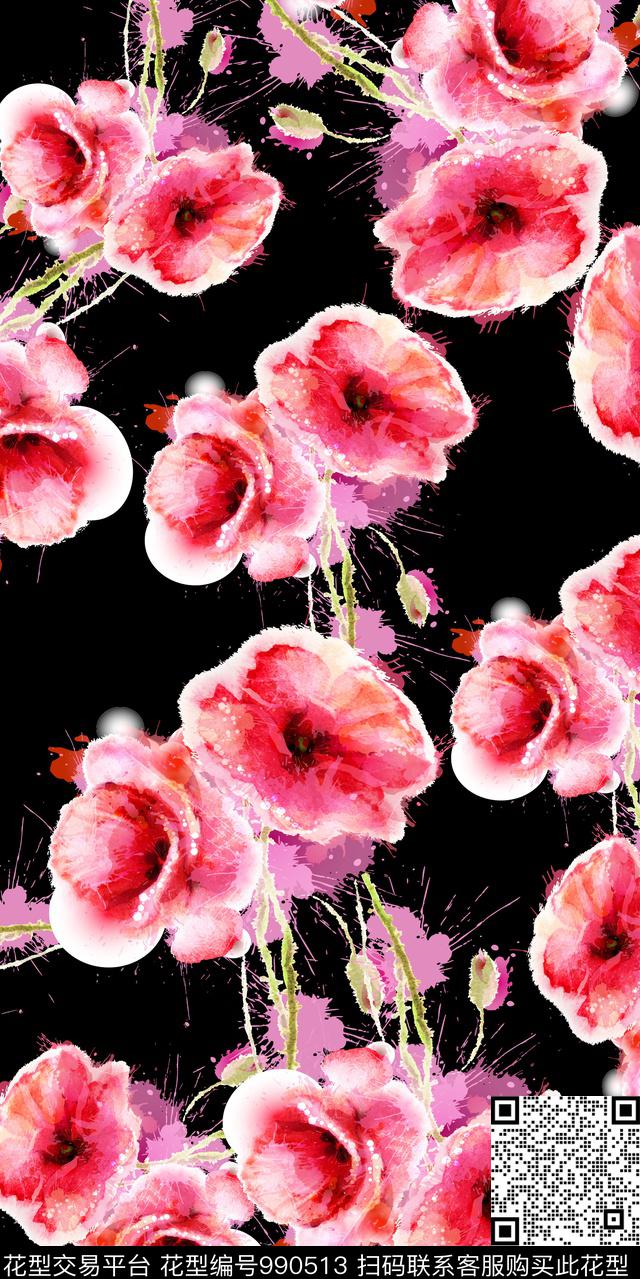 数码华亿平台花卉大牌风数码印花华亿平台下载（图片编号: 990513） - 瓦栏（Walan）