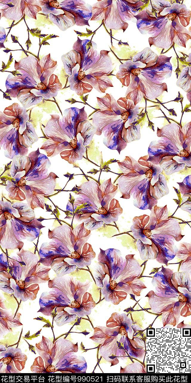 数码华亿平台花卉大牌风数码印花华亿平台下载（图片编号: 990521） - 瓦栏（Walan）