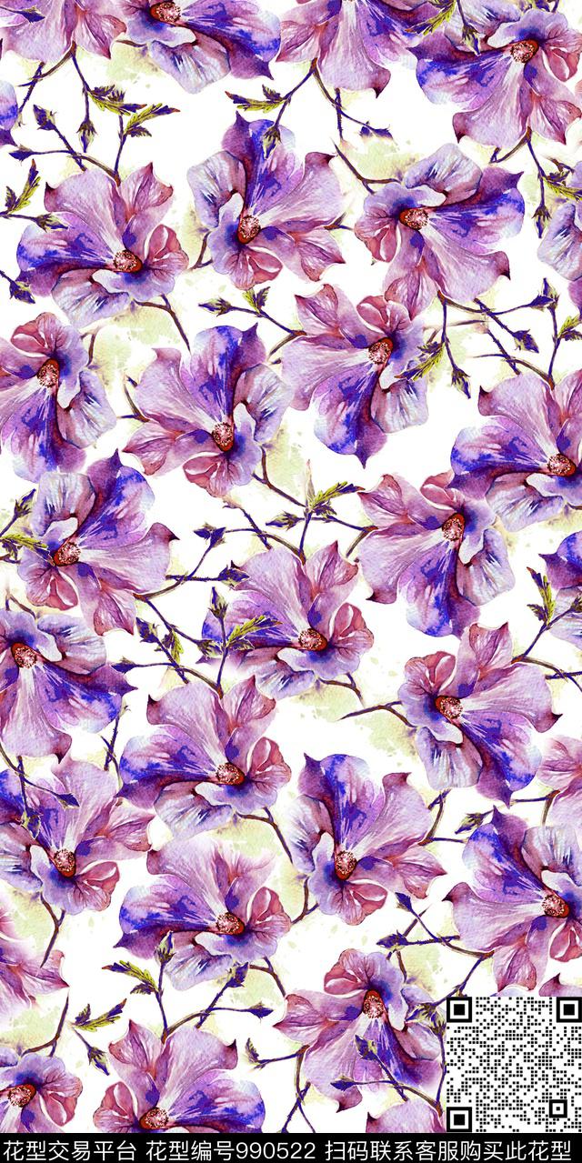 数码华亿平台花卉大牌风数码印花华亿平台下载（图片编号: 990522） - 瓦栏（Walan）