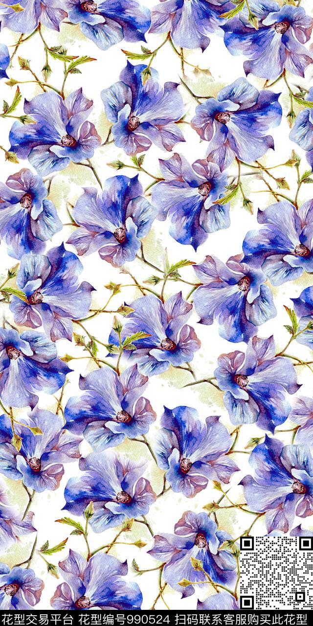数码华亿平台花卉大牌风数码印花华亿平台下载（图片编号: 990524） - 瓦栏（Walan）