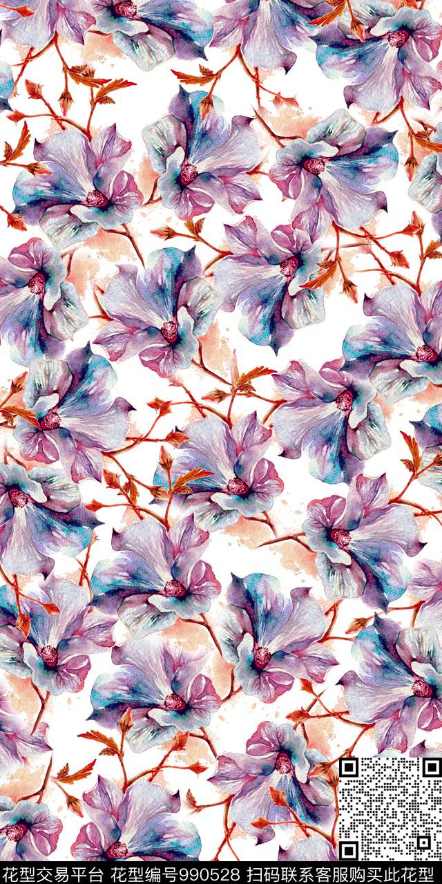 数码华亿平台花卉大牌风数码印花华亿平台下载（图片编号: 990528） - 瓦栏（Walan）