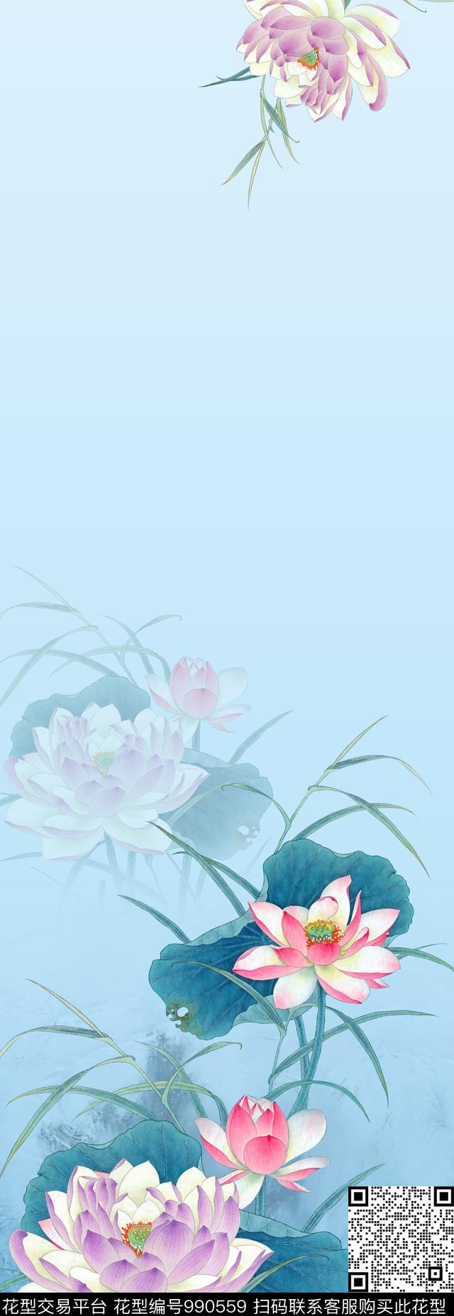 数码华亿平台手绘花卉花卉数码印花华亿平台下载（图片编号: 990559） - 瓦栏（Walan）