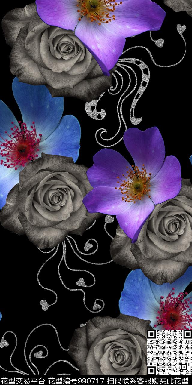 数码华亿平台花卉女装数码印花华亿平台下载（图片编号: 990717） - 瓦栏（Walan）